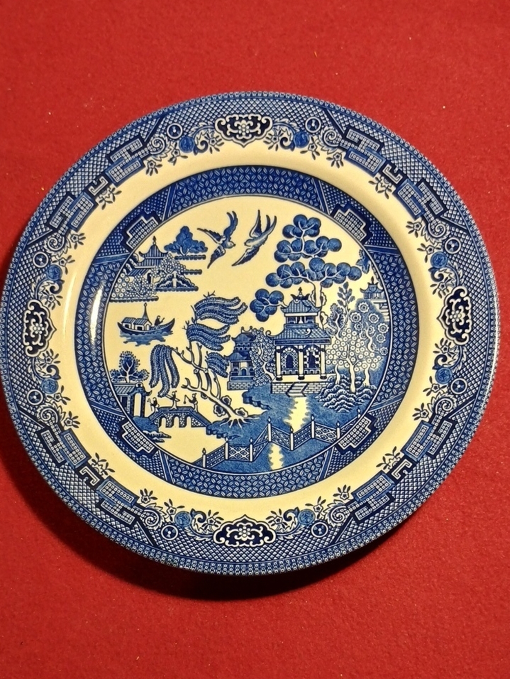 Churchill England Vintage Blue Willow Dinner Plate 10" Blue White Ironstone
